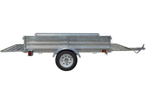 K2 5x7 Galvanized Utility Trailer Unfolded